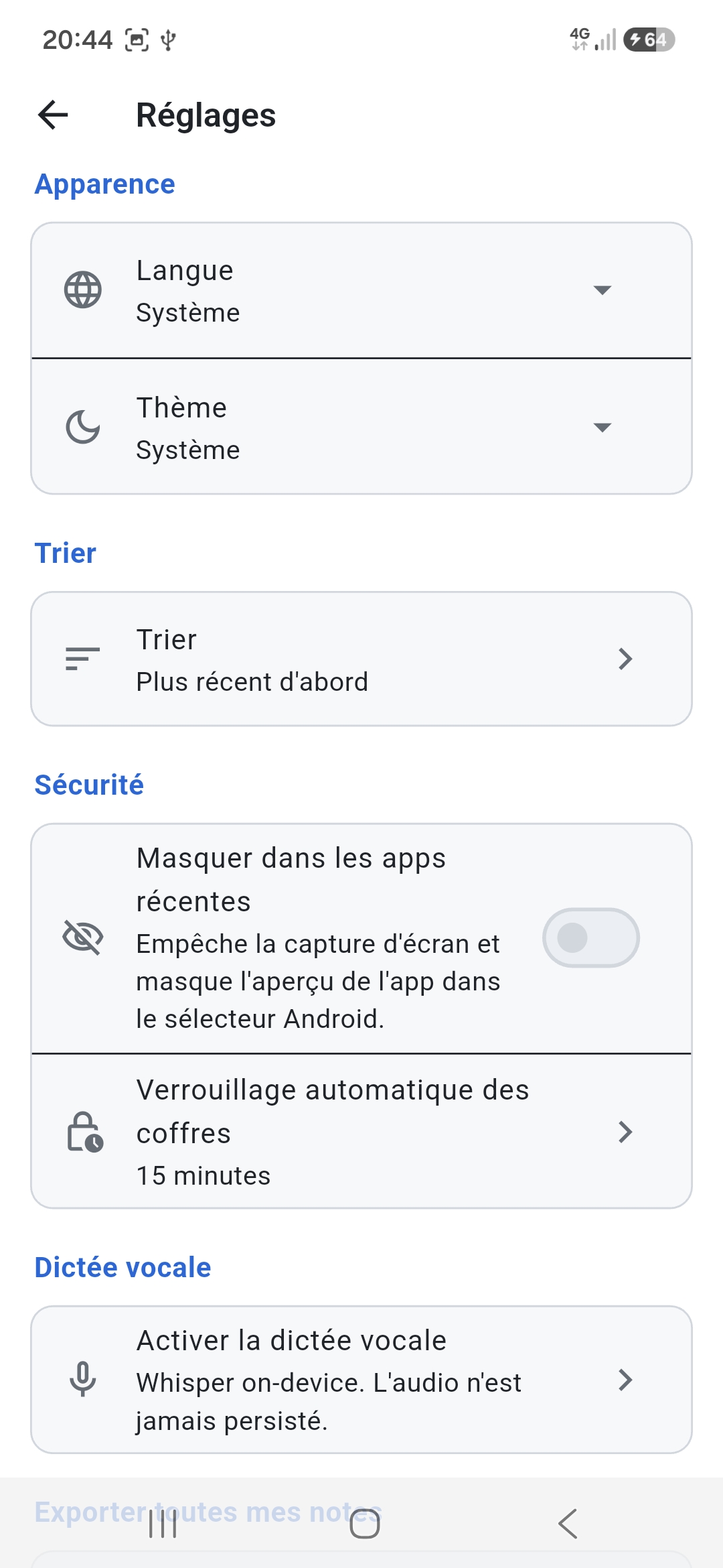 Notes Tech — réglages