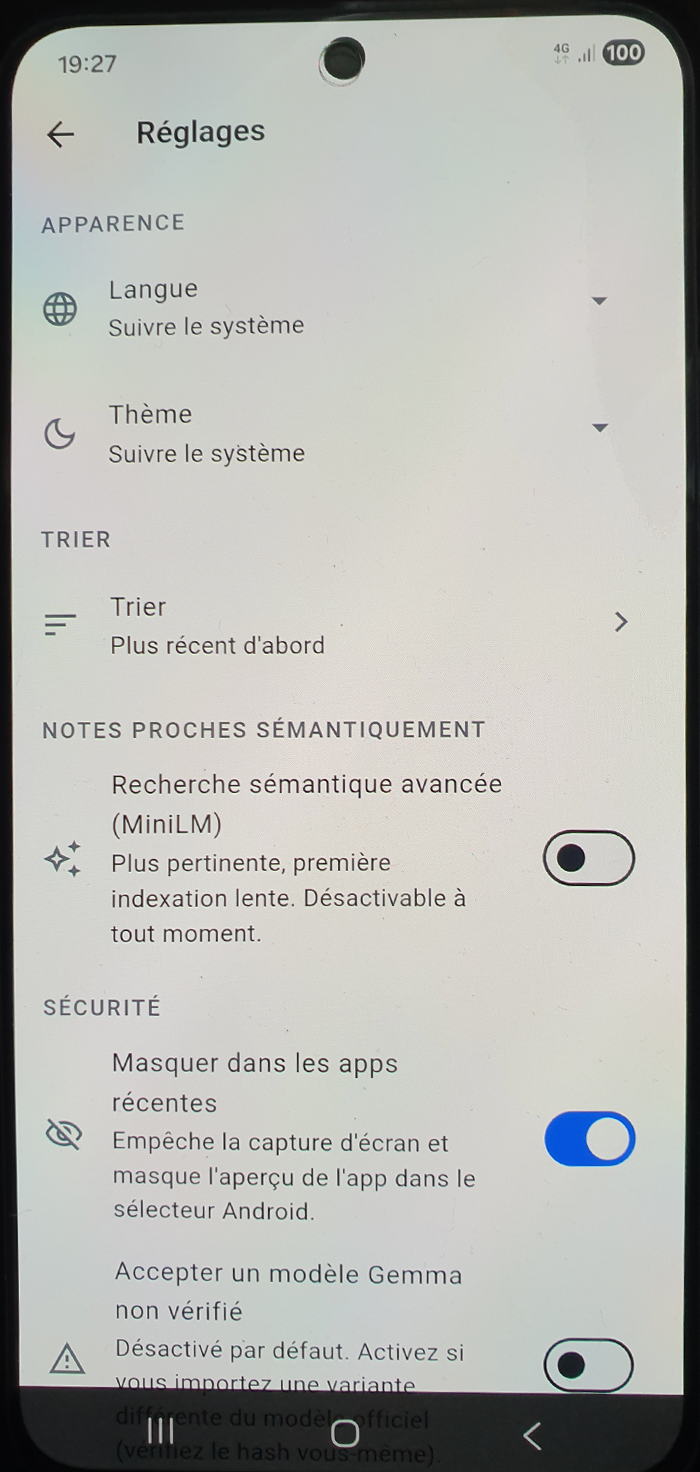 Notes Tech — réglages