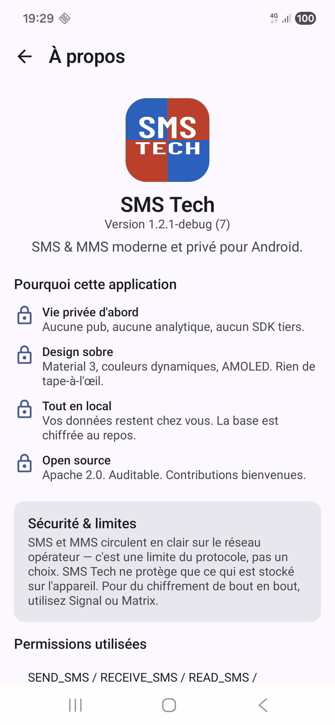 App SMS Tech À propos